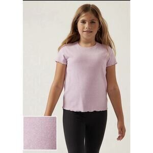 Athleta Girl Purple Change Maker Ribbed Short Sleeve Tee Shirt Size XL 14 Girl